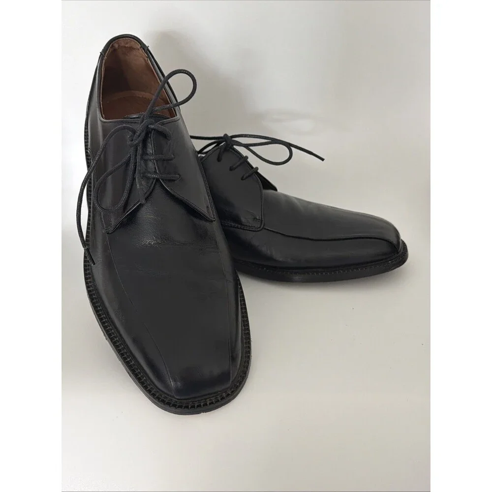 Bacco Bucci Italialian Leather Dress Shoes Oxford Black Mens Sz 10 Tie Formal